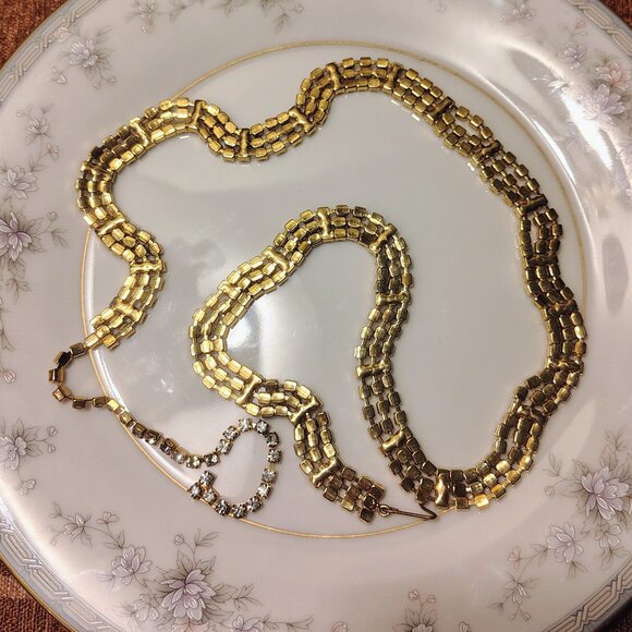 Vtg MCM Triple Row 3 Stand High End Faceted Link Rhinestone Belt - Picture 5 of 7